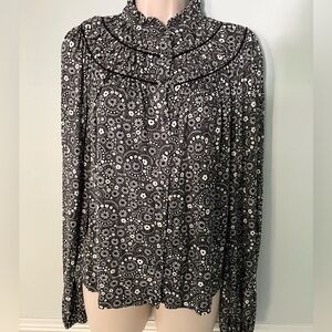 Boden floral vintage blouse buttons rushing feminine chic bishop sleeves 8